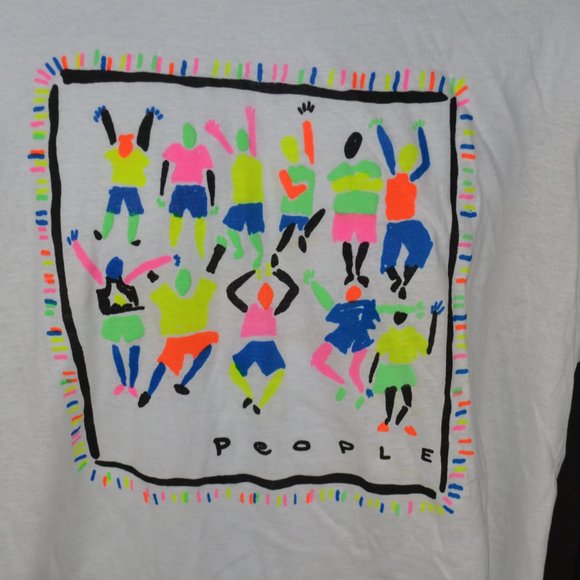Vtg 1980's Neon People Dancing T-Shirt, Screen Stars Retro Deadstock XXXL - Picture 2 of 6